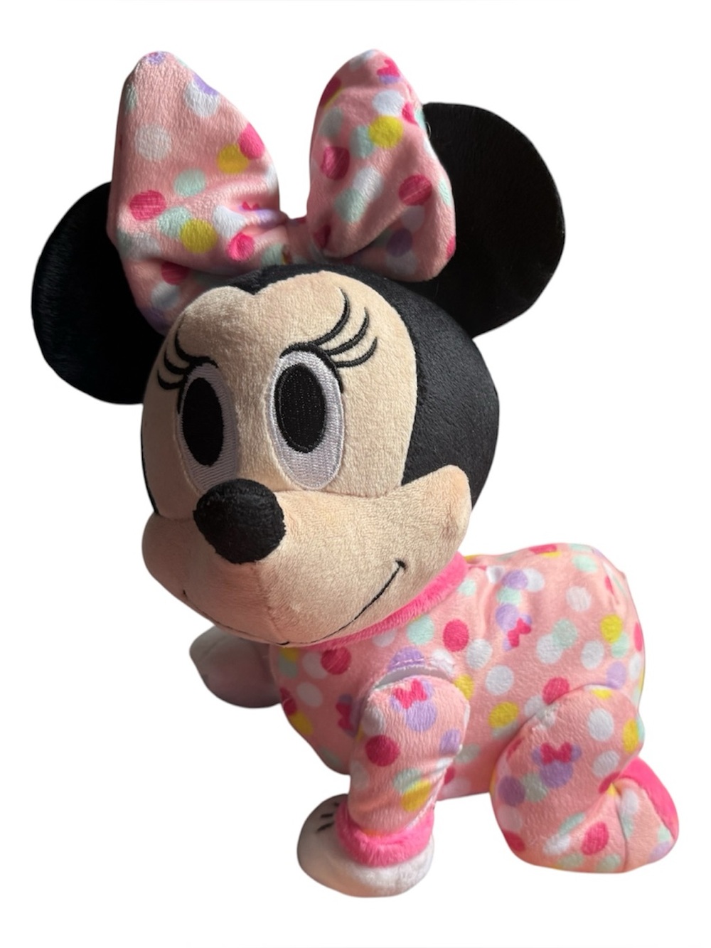Disney Baby Musical Crawl Along Minnie Mouse Animated Plush Toy Pink Polka Dots